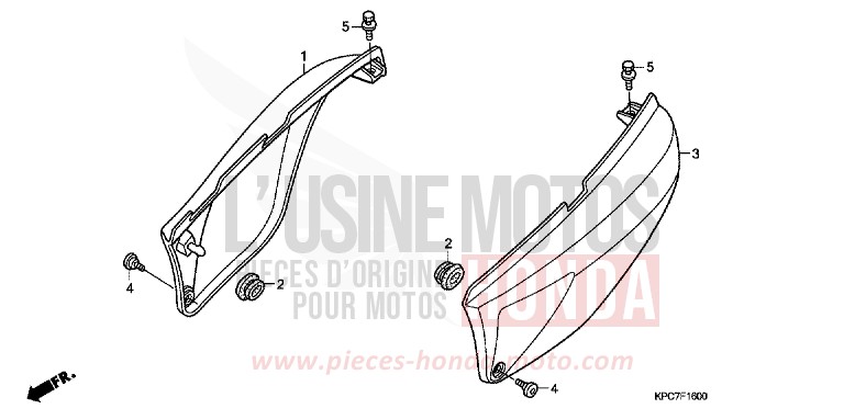 COUVERCLE LATERAL de Varadero 125 PEARL CONCOURS BLACK (NHA65) de 2009